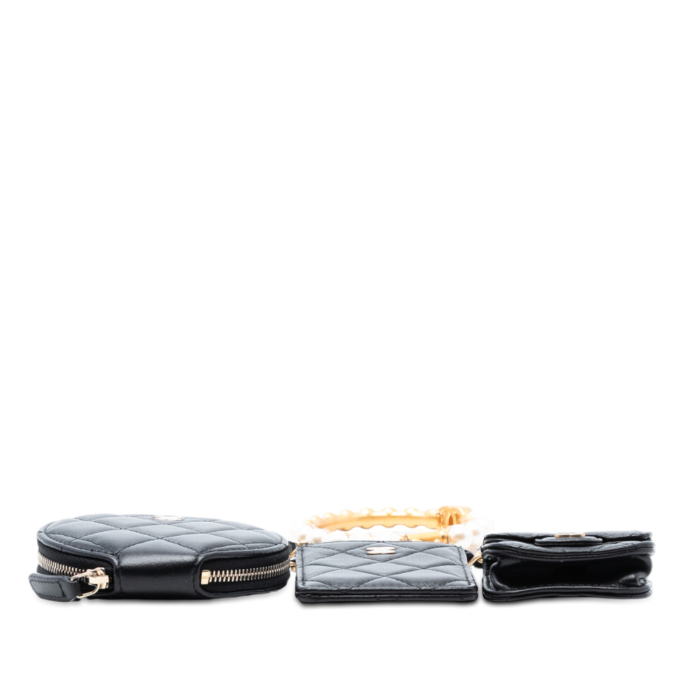 Pre-Loved Chanel Quilted Lambskin Pearl Crown CC Wristlet Multi Pouches - Picture 3 of 7
